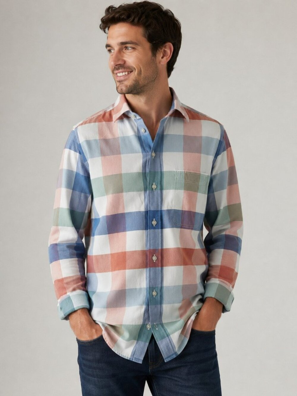 Tommy Bahama Paradiso Pastel Plaid Button Down Shirt Men's Small 100% Cotton